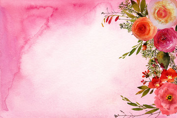 wild rose watercolor - 298480094