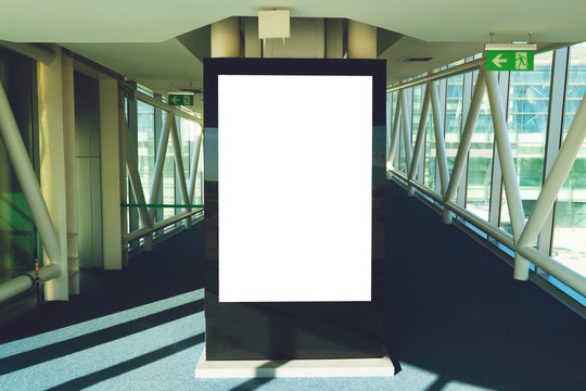 Blank Mock Up Of Vertical Street Poster Billboard On Airport Background