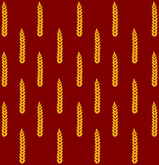 A repeatable pattern of yellow wheat ears on a brown background