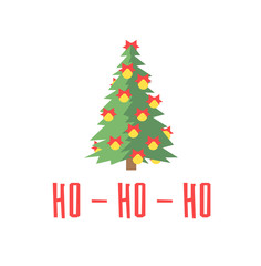 Naklejka na ściany i meble Flat set of Christmas trees. Holidays background. Abstract line art drawing woods. Vector Holidays illustration
