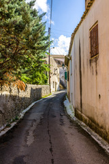 Fototapeta na wymiar Streets of Kouramades village on the island of Corfu