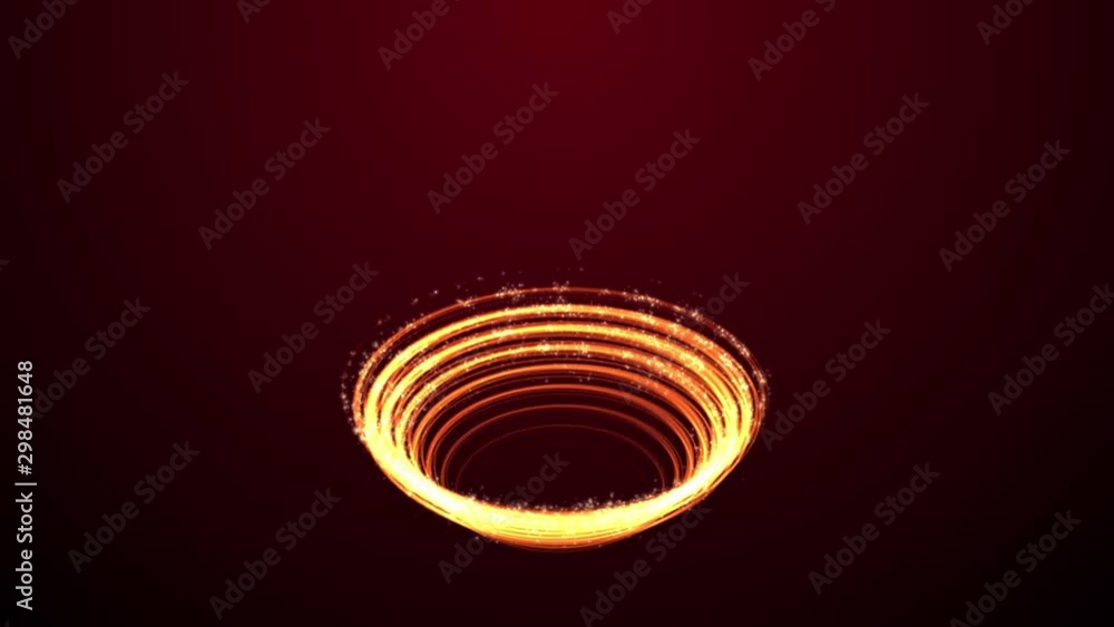 Poster orange light streaks glitter sparkles on spiral lines with red background animation with alpha matte