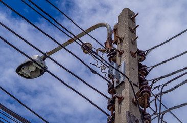 electric pole on  sky background