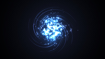 many blue vortex rays from one point