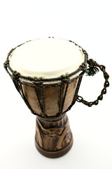 Photo of an African drum on a white background