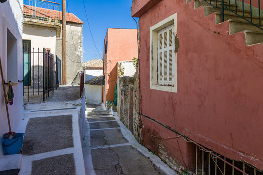 In the streets of Pelekas village on Corfu island