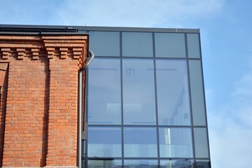 Modern office building detail, glass surface