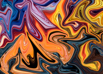 Abstract Multicolored Psychedelic Liquefied Background. Fluid Colorful Texture in Digital Art