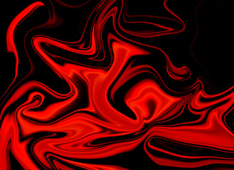 Fototapeta premium Abstract Red Psychedelic Liquefied Background. Fluid Colorful Texture in Digital Art