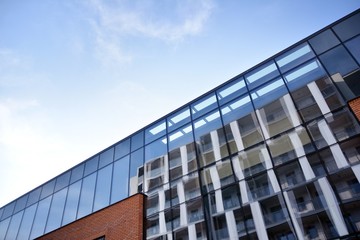 Modern office building detail, glass surface