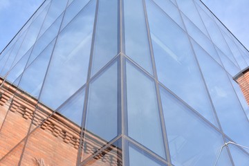 Modern office building detail, glass surface