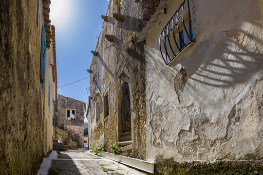 In the streets of Pelekas village on Corfu island