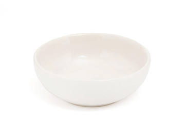 Empty white ceramic bowl on white background with clipping path