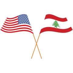 United States of America, Lebanese Republic. National flags, icon set. Vector illustration on white background.