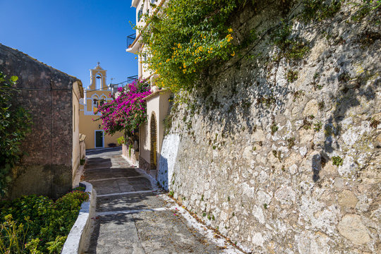 In the streets of Pelekas village on Corfu island
