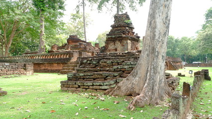 Old pagoda in kamphaeng phet Historical Park. UNESCO world heritage. Is one Landmark and famous of kamphaeng phet province, Thailand