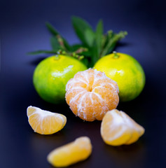 Freshly picked tangerines  from the orchard