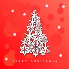 Naklejka na ściany i meble christmas card with tree and snowflakes