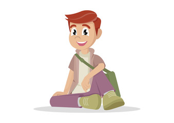 Cartoon character, Man student sitting on the floor.