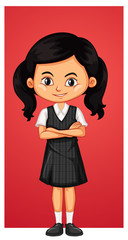 Happy girl in school uniform