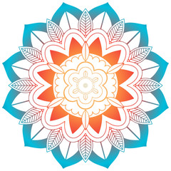 Mandala pattern design in blue and orange color