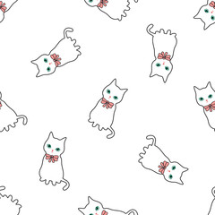 Seamless pattern with cute cats. Childish pattern on white background.
