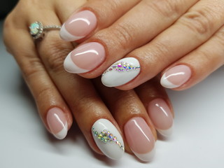 Beautiful colorful nails and hand manicure.