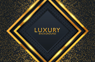 Abstract 3d geometric background. Graphic design element with light and shiny effect. Black and gold textured background