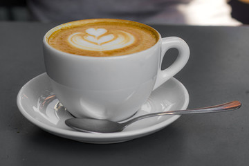 Close up of Latte with Black and White Background