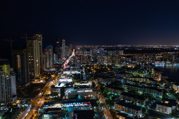 Fototapeta na wymiar Aerial photo Sunny Isles Beach Miami Dade at night