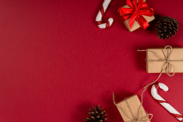 Creative christmas concept. Red background.