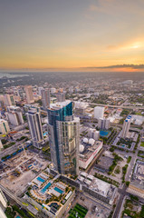 Beautiful aerial vertical panorama photo Paramount Worldcenter tower Downtown Miami Florida at...