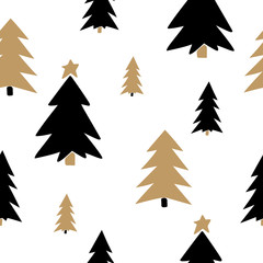 Obraz premium Christmas seamless pattern with fir-tree. Vector illustration.
