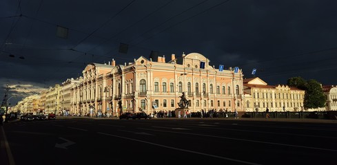 Stormy sky at sunset in St. Petersburg