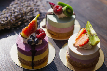 Raw vegan cake. Healthy desserts, close up
