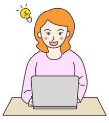女性　パソコン