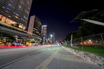 Fototapeta na wymiar Night photo Downtown Miami view from Biscayne Boulevard facing north