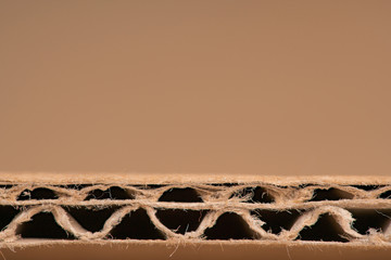 Macro detail of a cardboard box corrugated for shipping and packing
