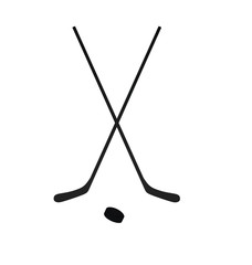 Hockey sticks and puck. vector