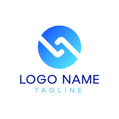 Design Logo Concept with Blue Circle  Icon 