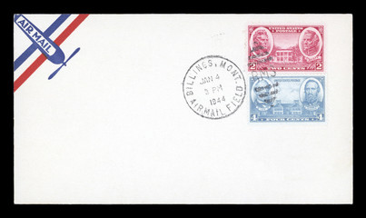 Luftpost airmail Umschlag envelope USA Amerika vintage retro old alt Briefmarken stamps Billings...