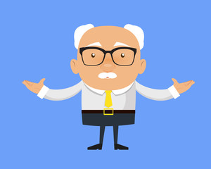 Old Boss Businessman - Standing in Presenting Pose