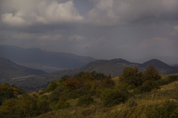 Kakheti landscape, view of the Alazani Valley in autumn, Georgia