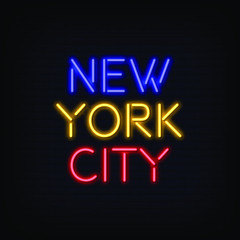 New York City Neon Signs Style Text Vector
