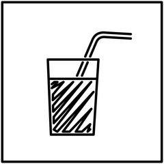 Cocktail icon black contour vector