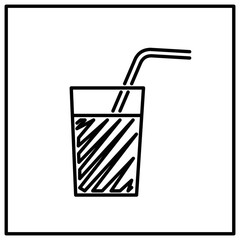 Cocktail icon black contour vector