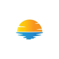 sunset logo vector icon design template