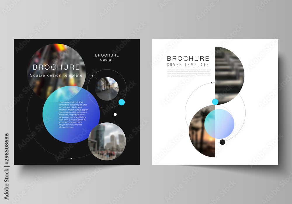Poster vector layout of two square format covers design templates for brochure, flyer, magazine.simple desi