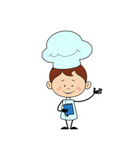 Kitchen Character Chef - Holding a Book and Presenting