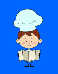 Kitchen Character Chef - Holding a Folded Paper Banner